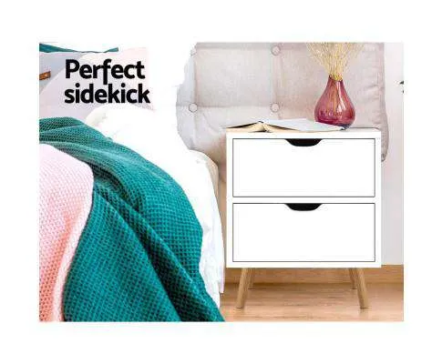 Bedside Tables Drawers Side Table Nightstand White Storage Cabinet Wood