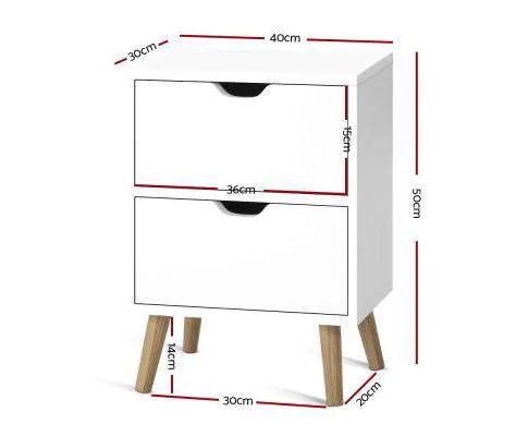 Bedside Tables Drawers Side Table Nightstand White Storage Cabinet Wood