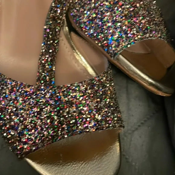 Betsey Johnson Glissten Pink Glitter Heels Block Heel Size 8