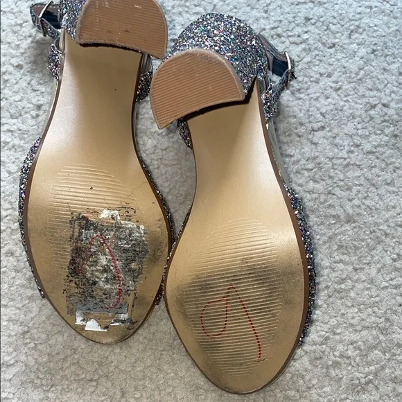 Betsey Johnson Glissten Pink Glitter Heels Block Heel Size 8