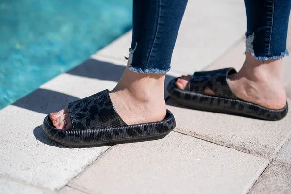 Black Leopard insanely Comfy Slides
