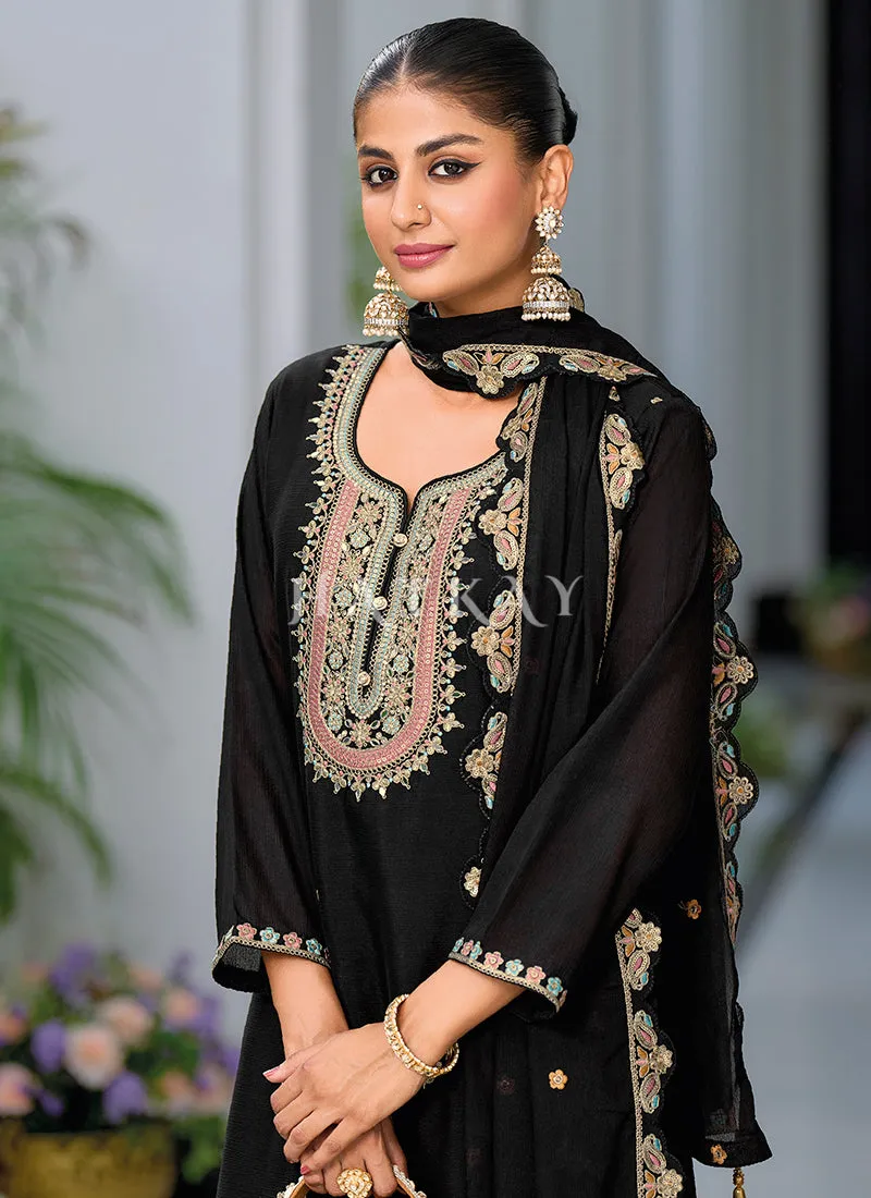 Black Palazzo Style Salwar Suit