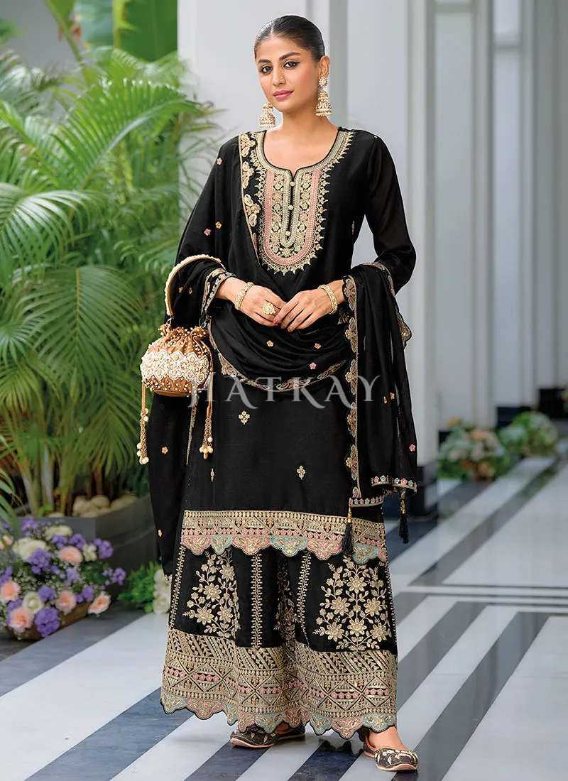 Black Palazzo Style Salwar Suit