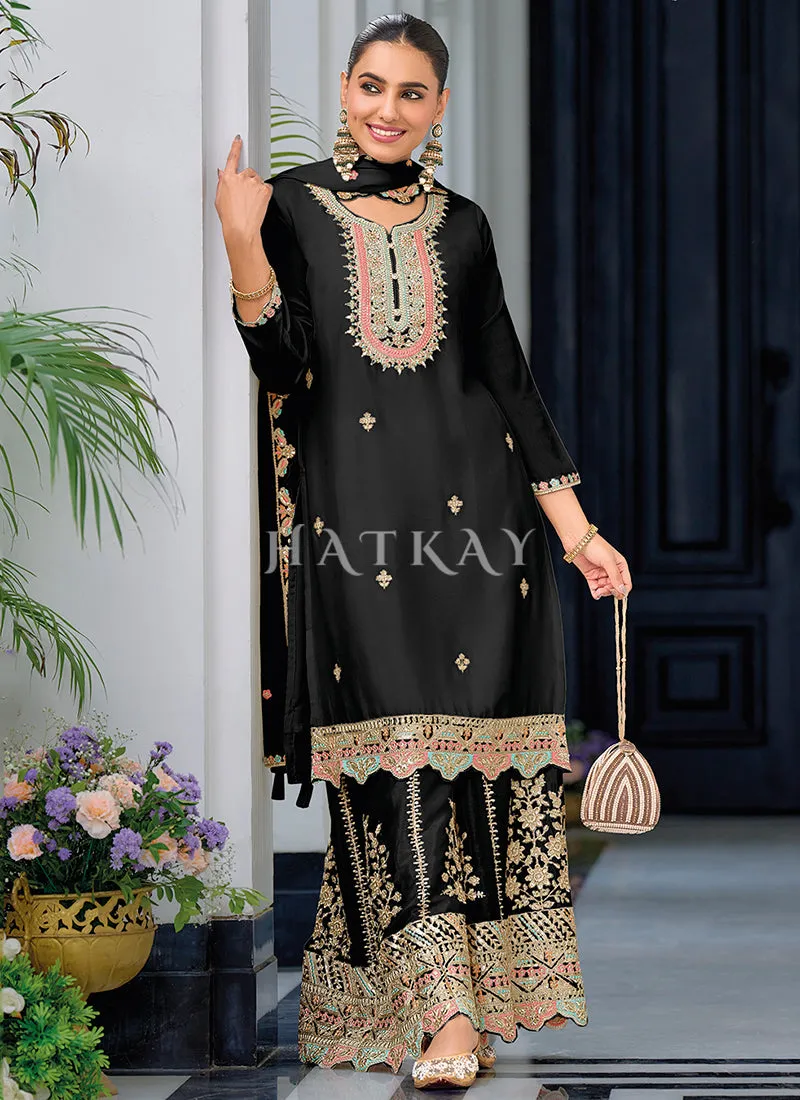 Black Palazzo Style Salwar Suit
