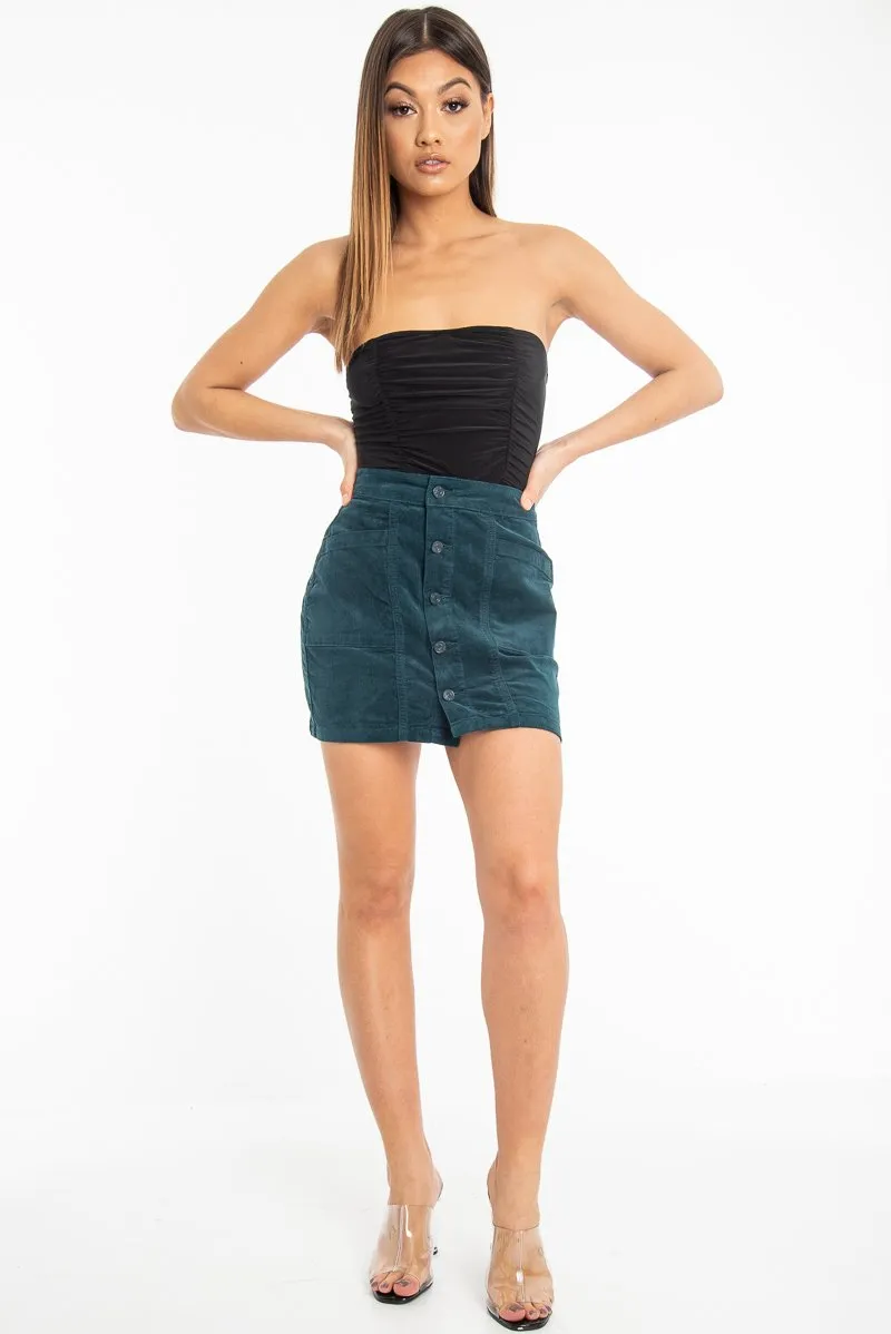 Black Strapless Ruched Side Bodysuit - Jaci