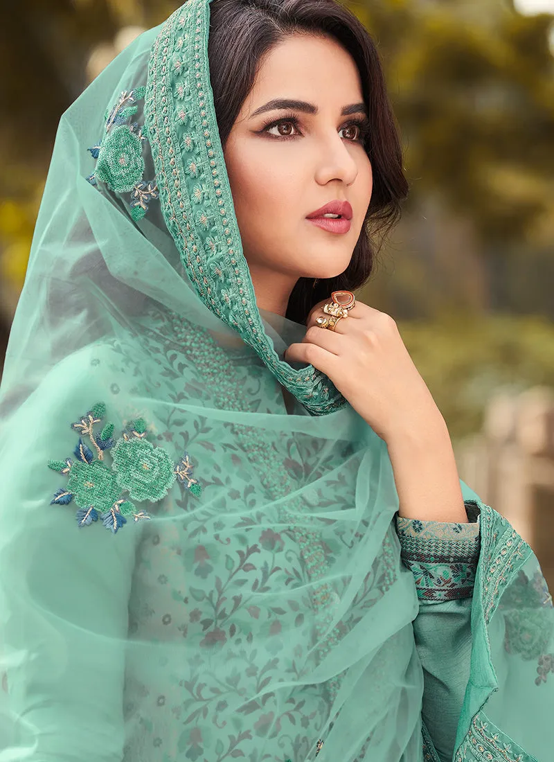 Blue Golden Embroidery Pakistani Pant Style Suit