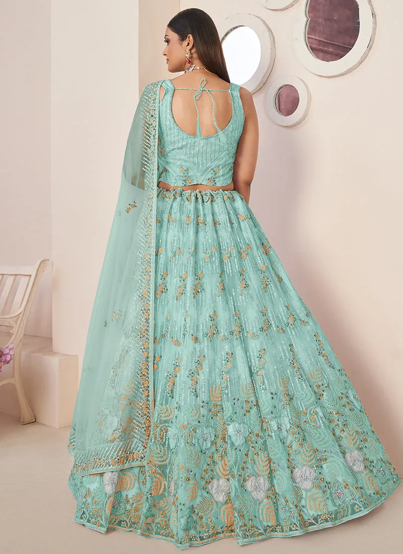 Blue Multi Embroidery Festive Lehenga Choli