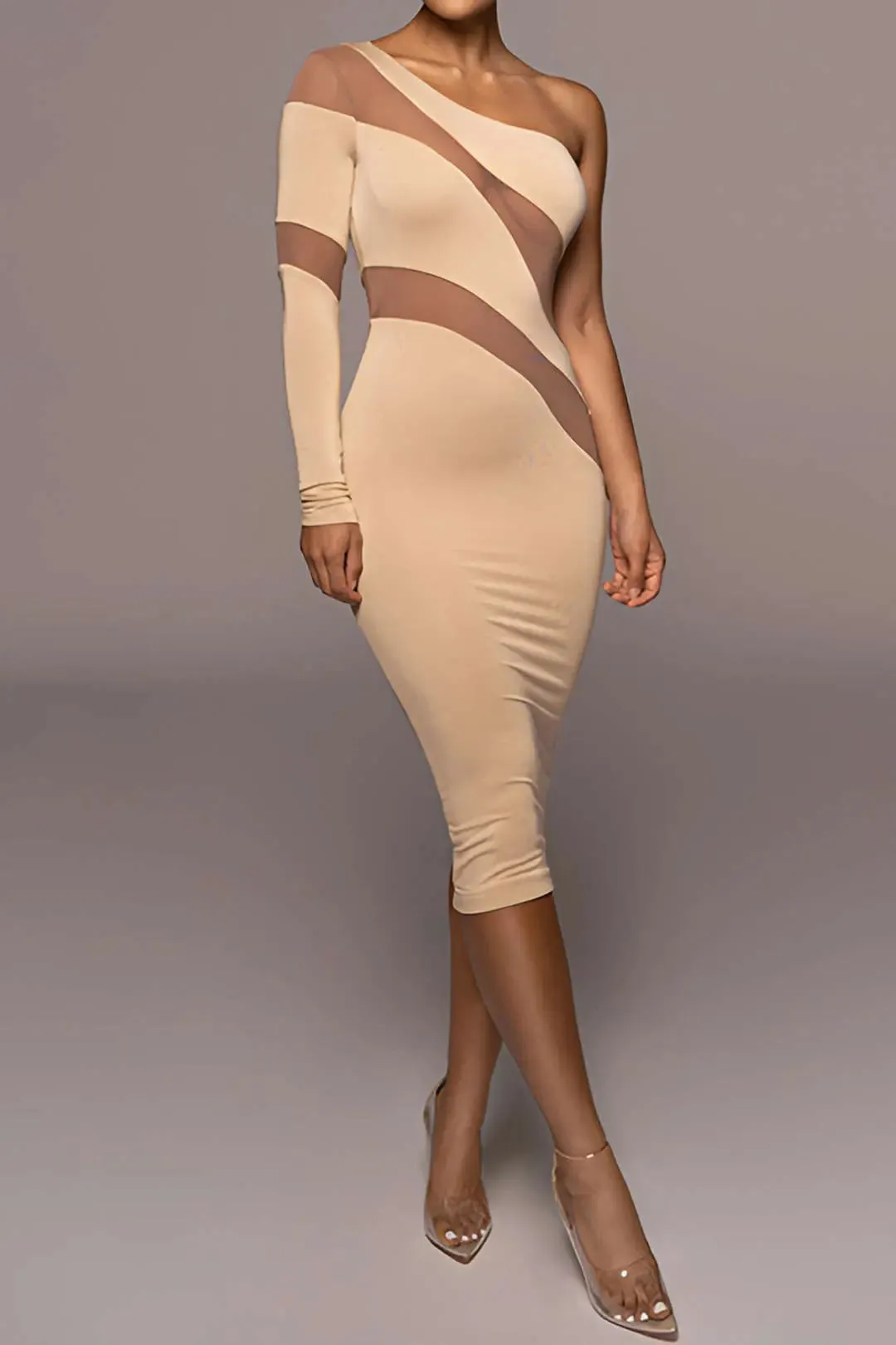 Bridget - Stylish Contrast Mesh Design Woman's Maxi Dress