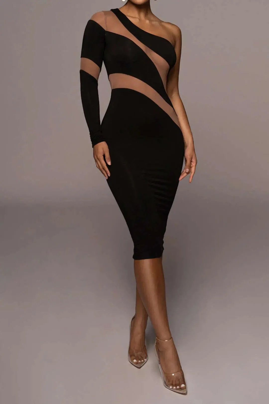 Bridget - Stylish Contrast Mesh Design Woman's Maxi Dress