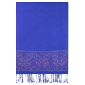 Bright Blue Butterfly Border Pashmina