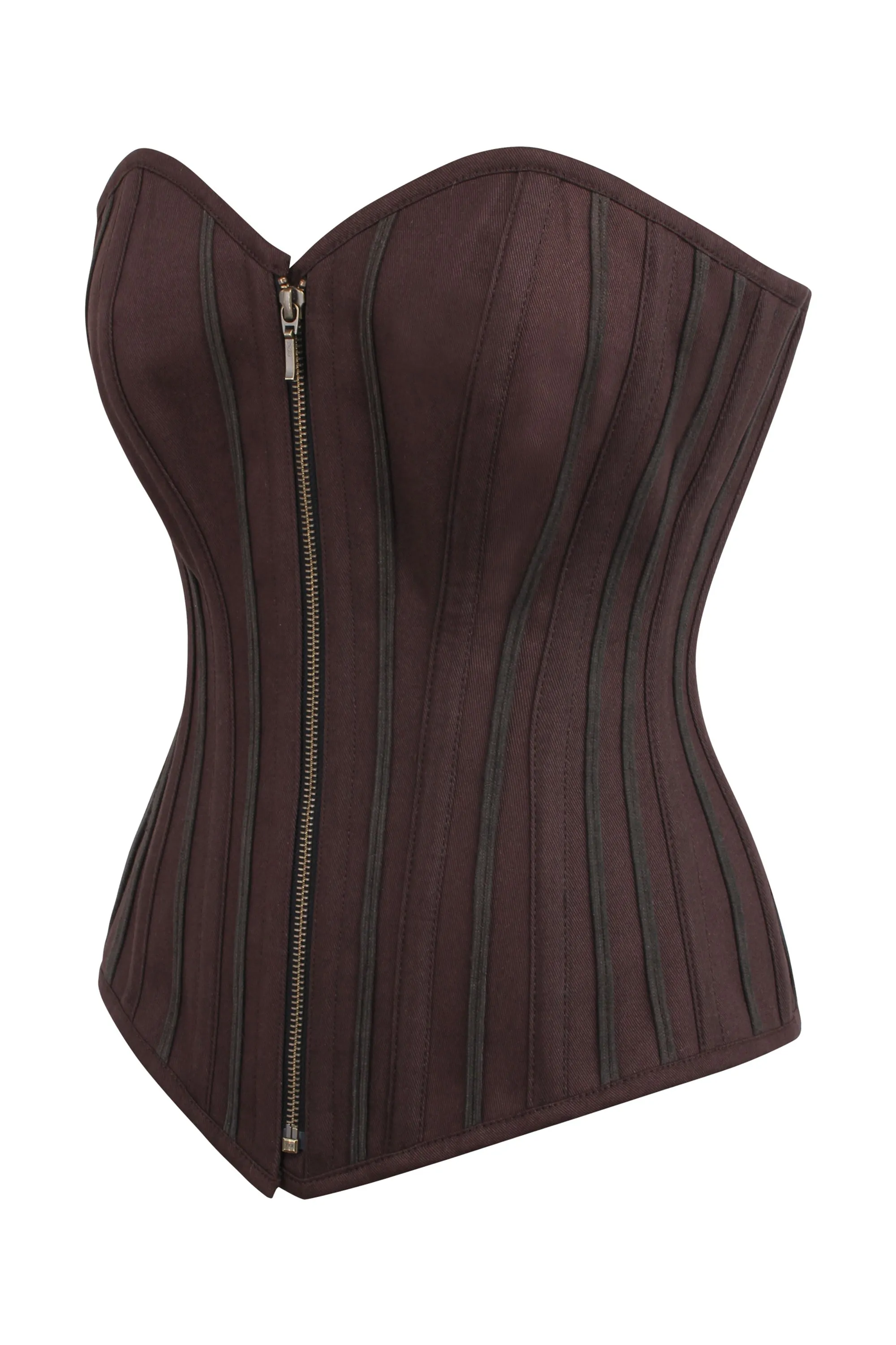 Brown Overbust Corset with Zip front