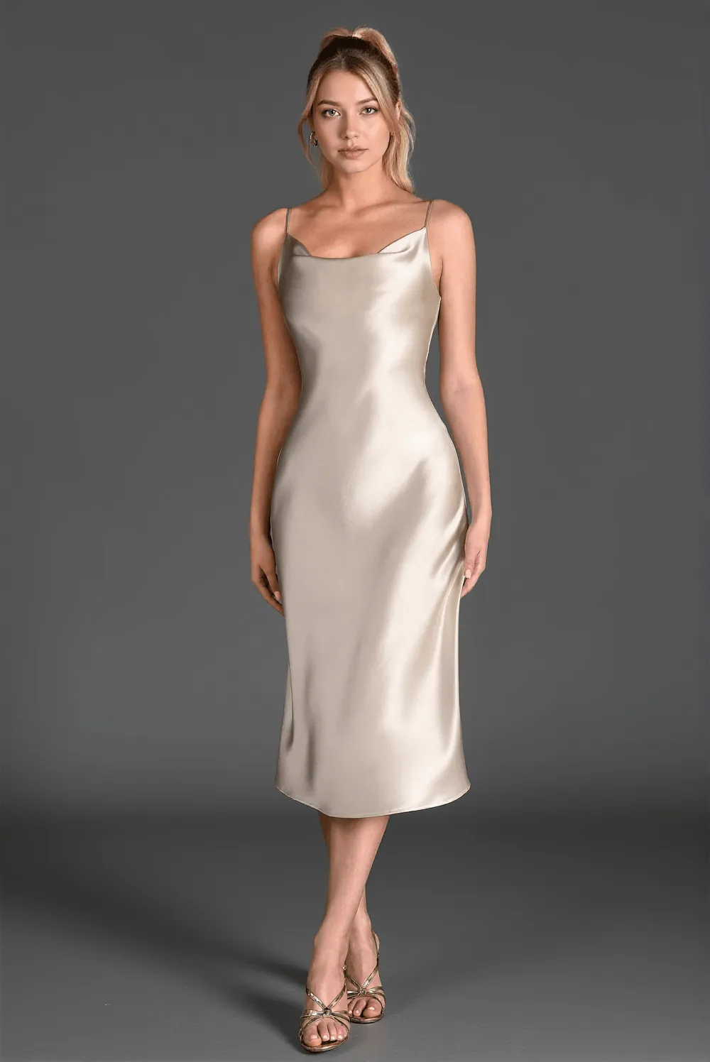 Calelli Strap Triacetate Satin Dress