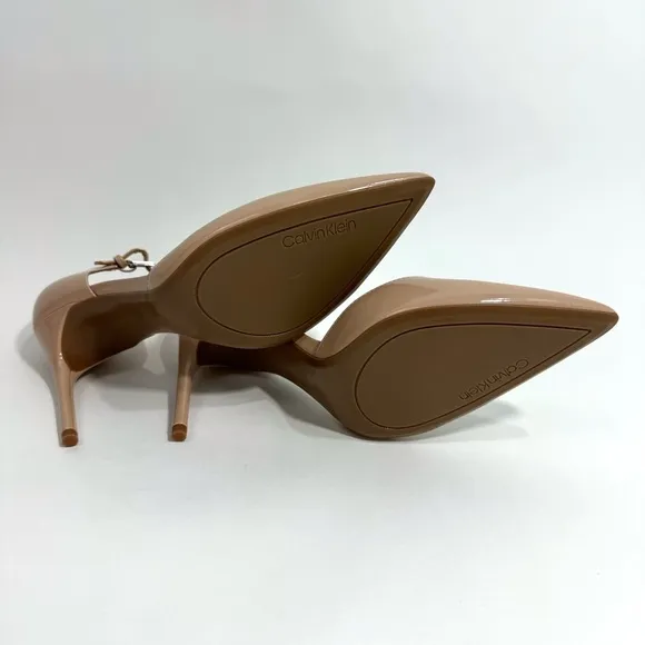 Calvin Klein Women’s Size 11 Dressa Light Natural Patent  d’Orsay Pump Heels NWT