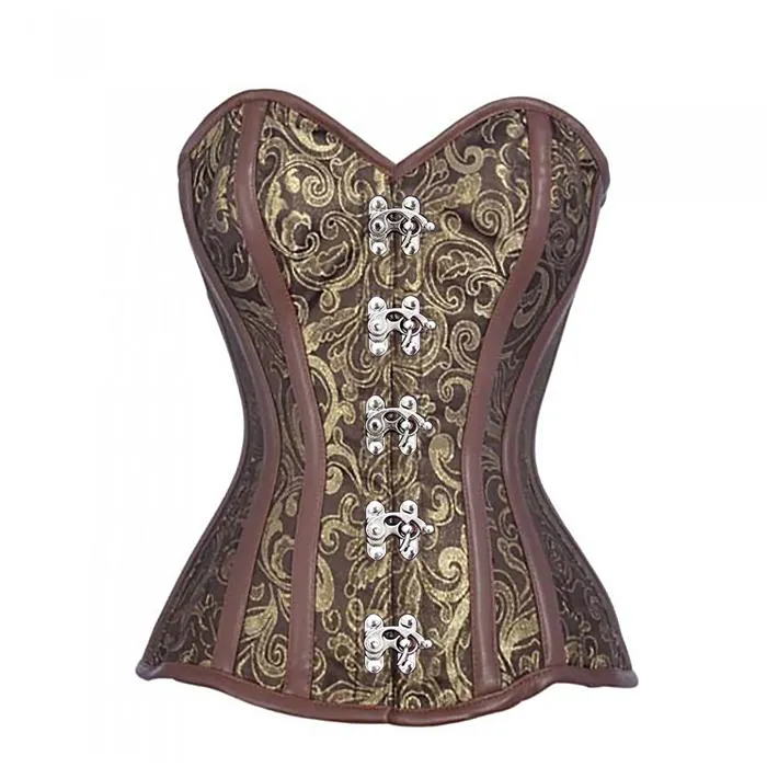 Carbonero Brown And Gold Brocade Steampunk Corset