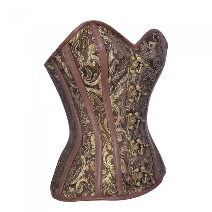 Carbonero Brown And Gold Brocade Steampunk Corset