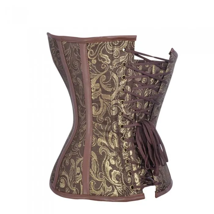 Carbonero Brown And Gold Brocade Steampunk Corset