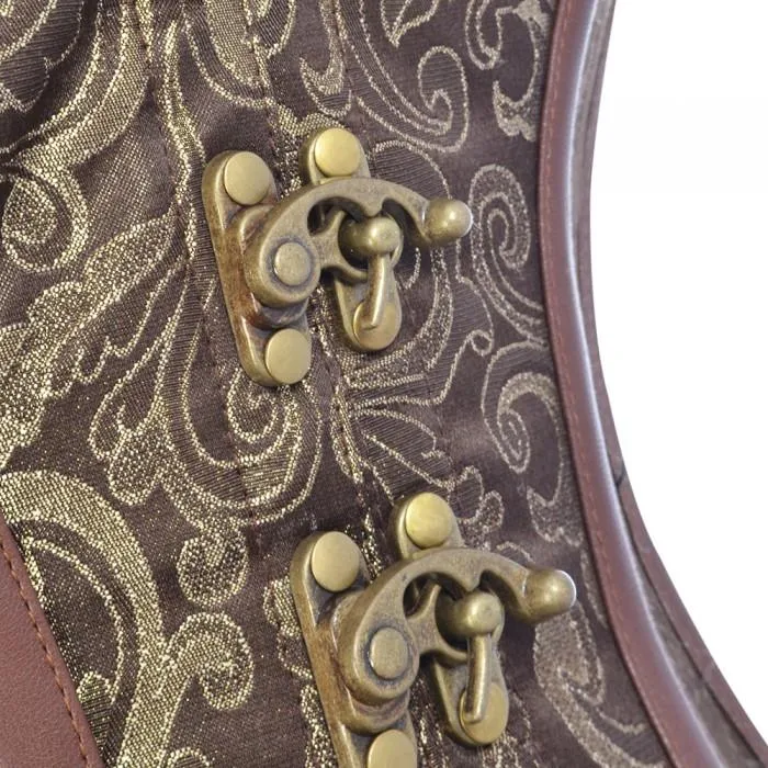 Carbonero Brown And Gold Brocade Steampunk Corset