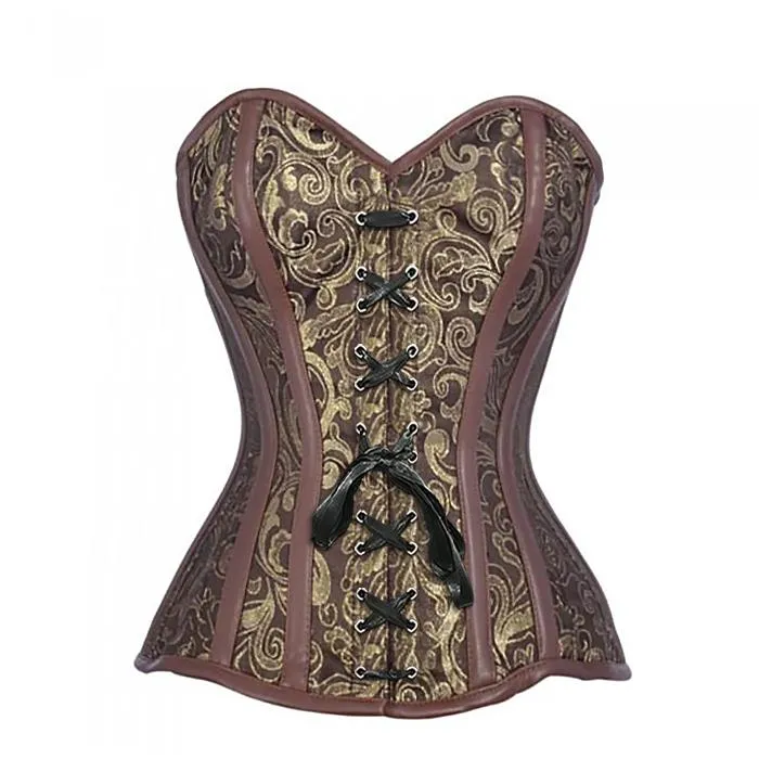 Carbonero Brown And Gold Brocade Steampunk Corset