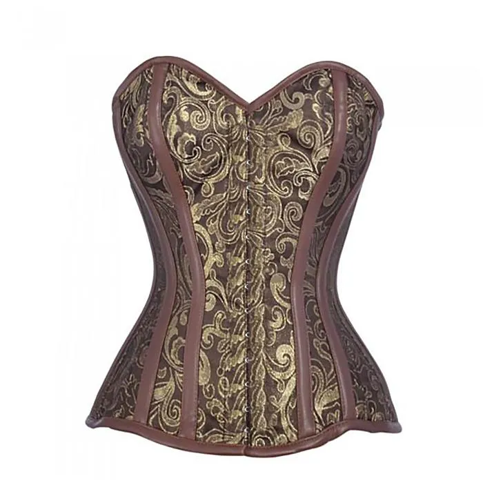 Carbonero Brown And Gold Brocade Steampunk Corset