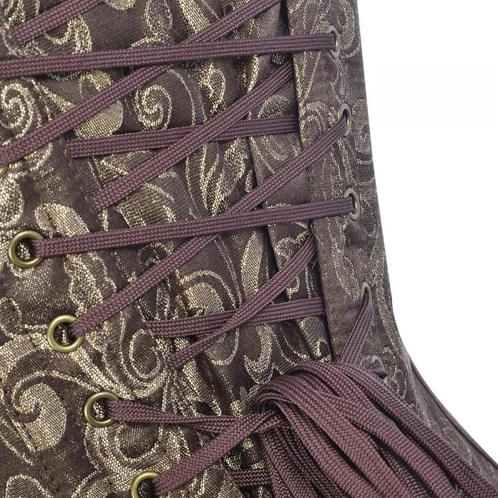 Carbonero Brown And Gold Brocade Steampunk Corset