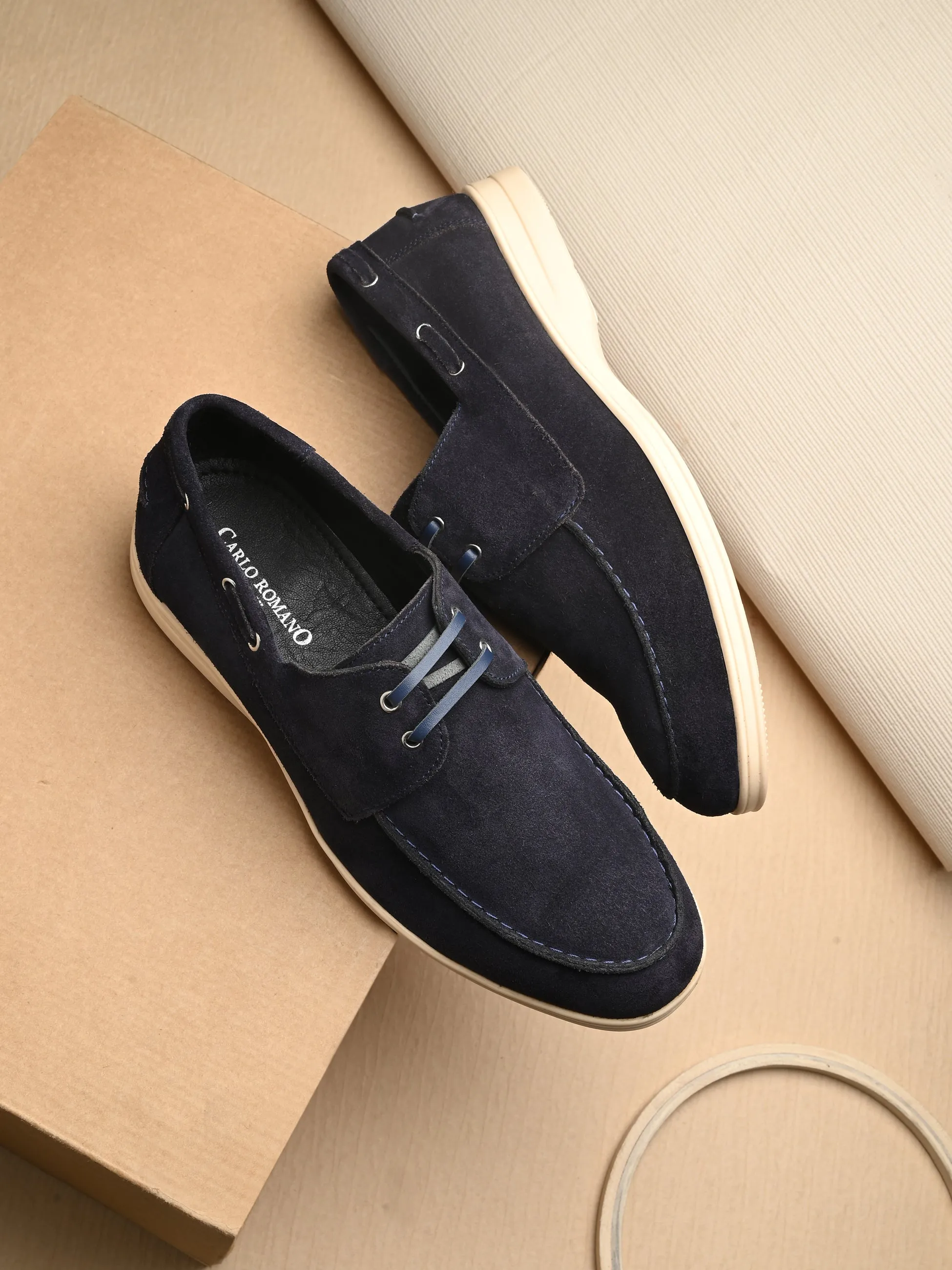 CARLO ROMANO SUEDE LEATHER CASAUL SNEAKER SHOES FOR MEN