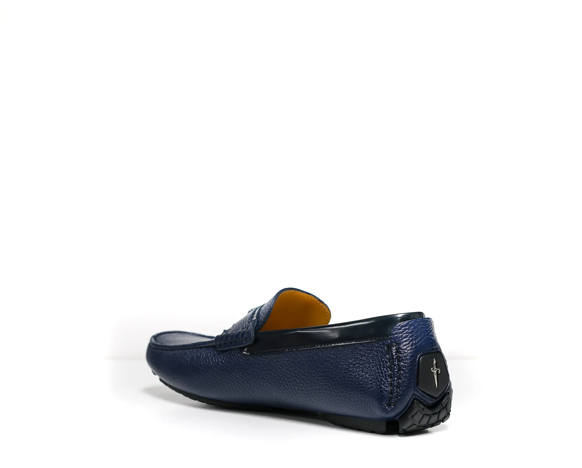 Cesare Paciotti Men's Blue Leather Granello Moccasin pv57004 40% OFF