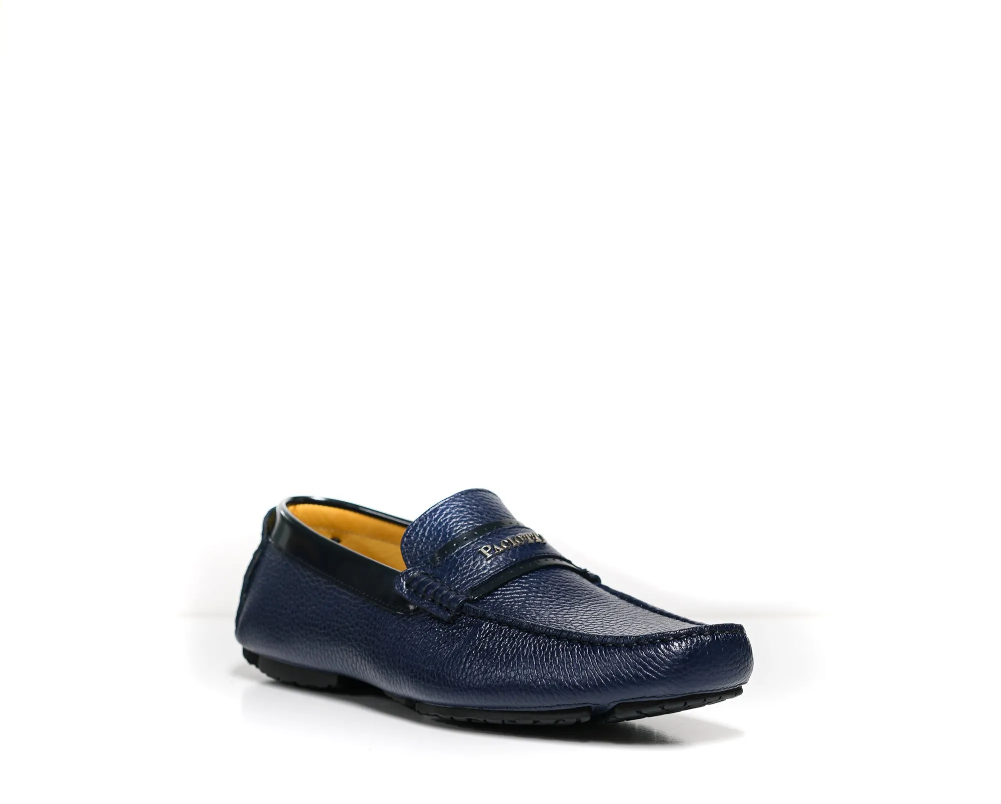Cesare Paciotti Men's Blue Leather Granello Moccasin pv57004 40% OFF