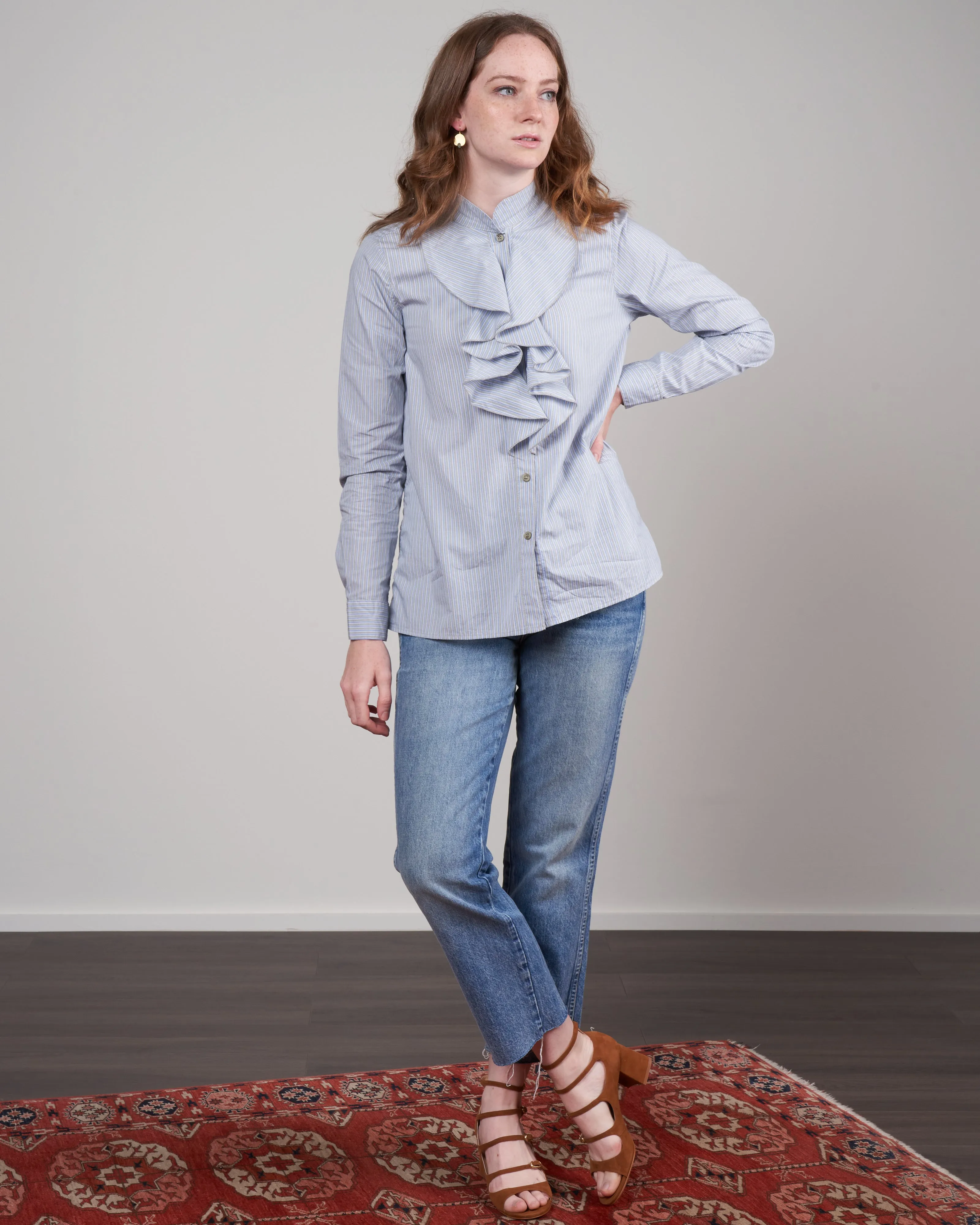 chloe poplin top - blue