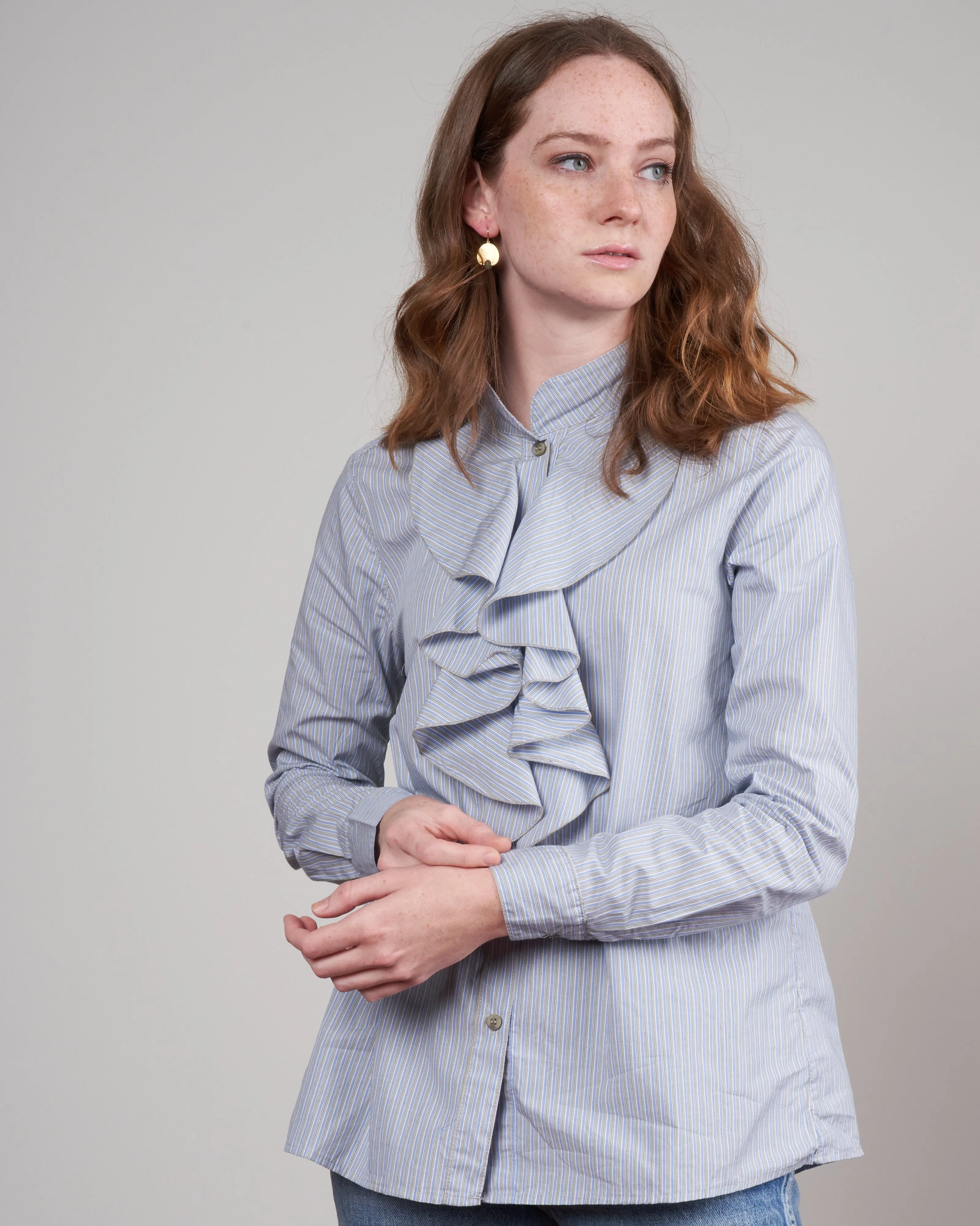 chloe poplin top - blue
