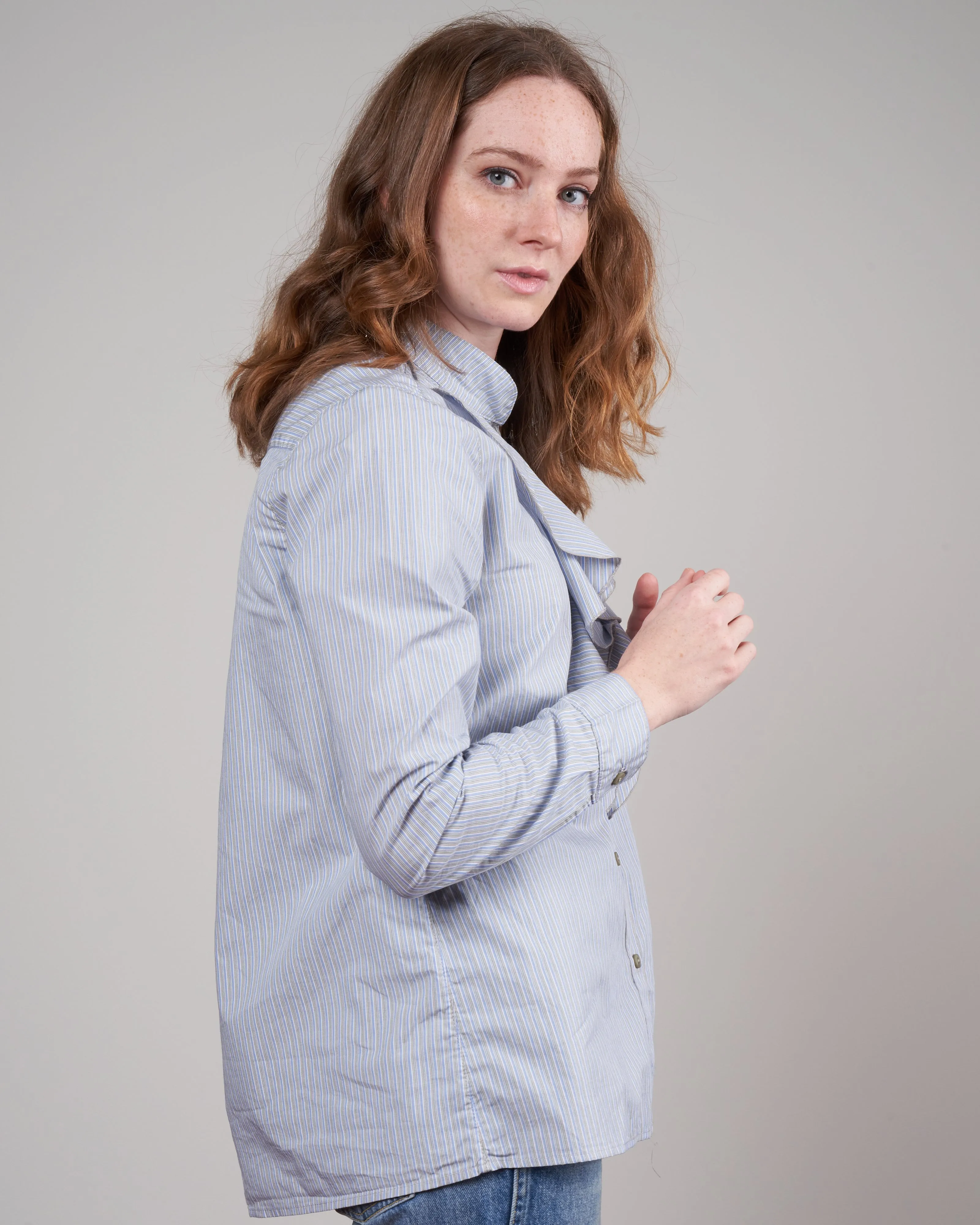 chloe poplin top - blue