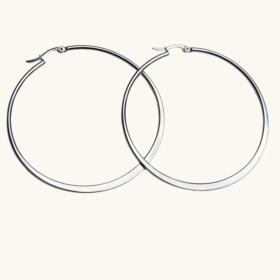 Classic Silver Flat Hoop Earrings