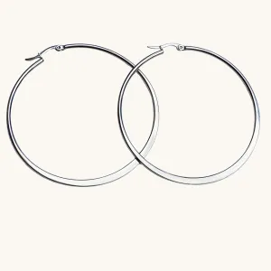 Classic Silver Flat Hoop Earrings
