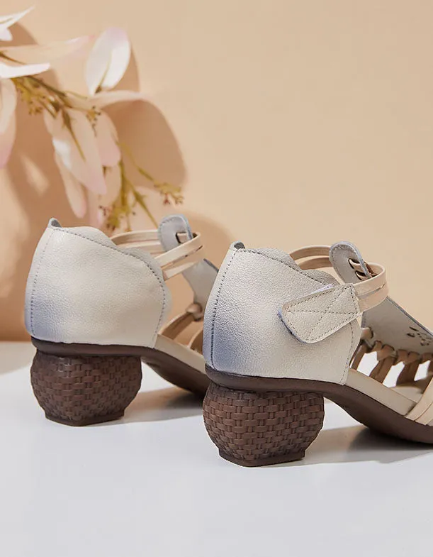 Close-toe T-strap Chunky Heels Elegant Sandals
