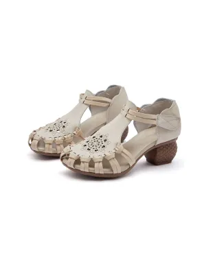 Close-toe T-strap Chunky Heels Elegant Sandals