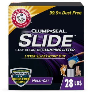 Clump & Seal SLIDE Cat Litter, Easy Clean-Up Multi-Cat Clumping Litter, 28 Lbs