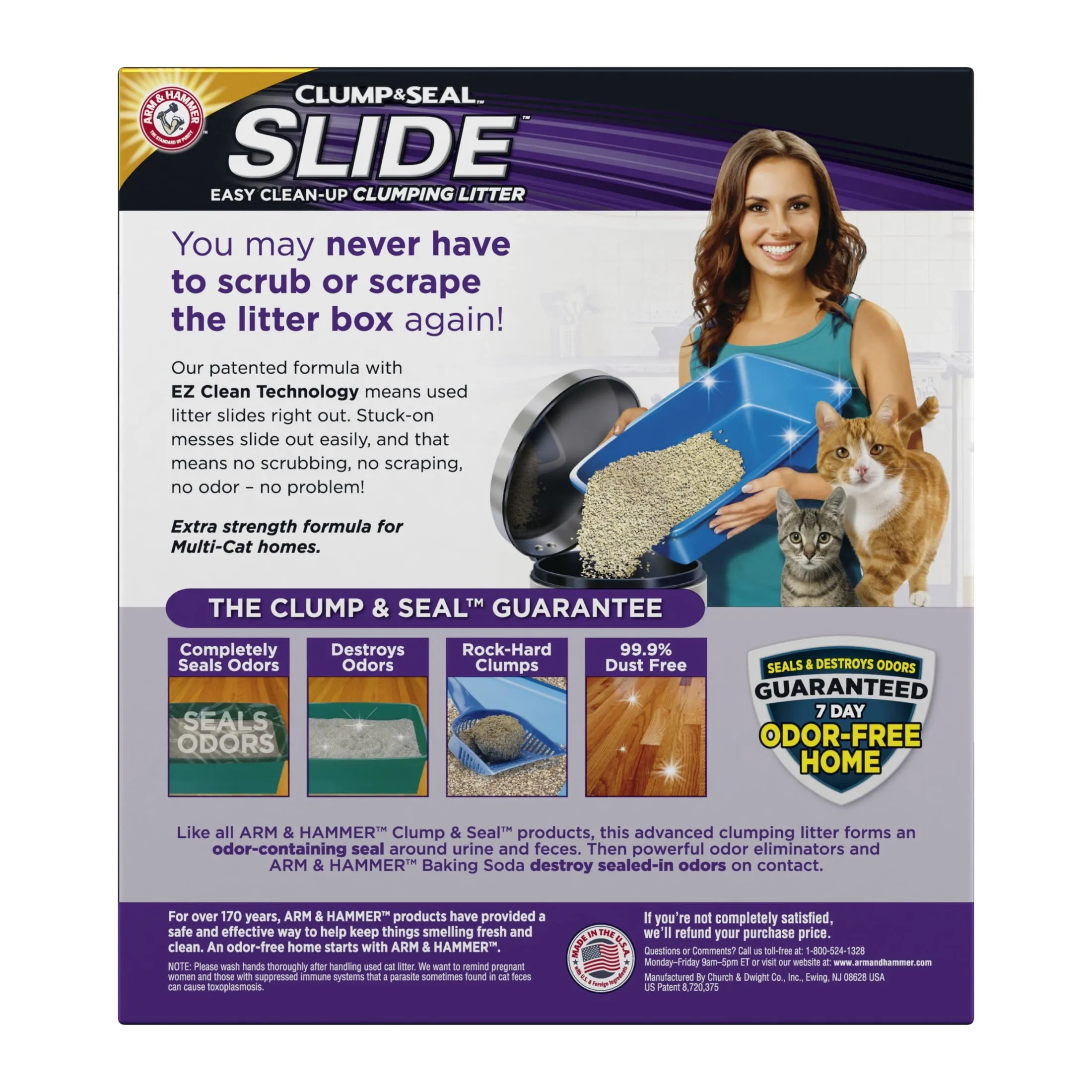 Clump & Seal SLIDE Cat Litter, Easy Clean-Up Multi-Cat Clumping Litter, 28 Lbs