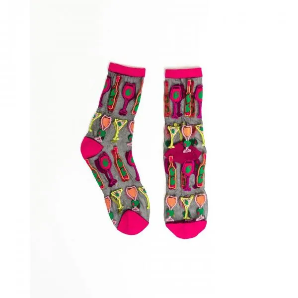 Cocktail Hour Sheer Crew Sock - Black - US W5.5-10
