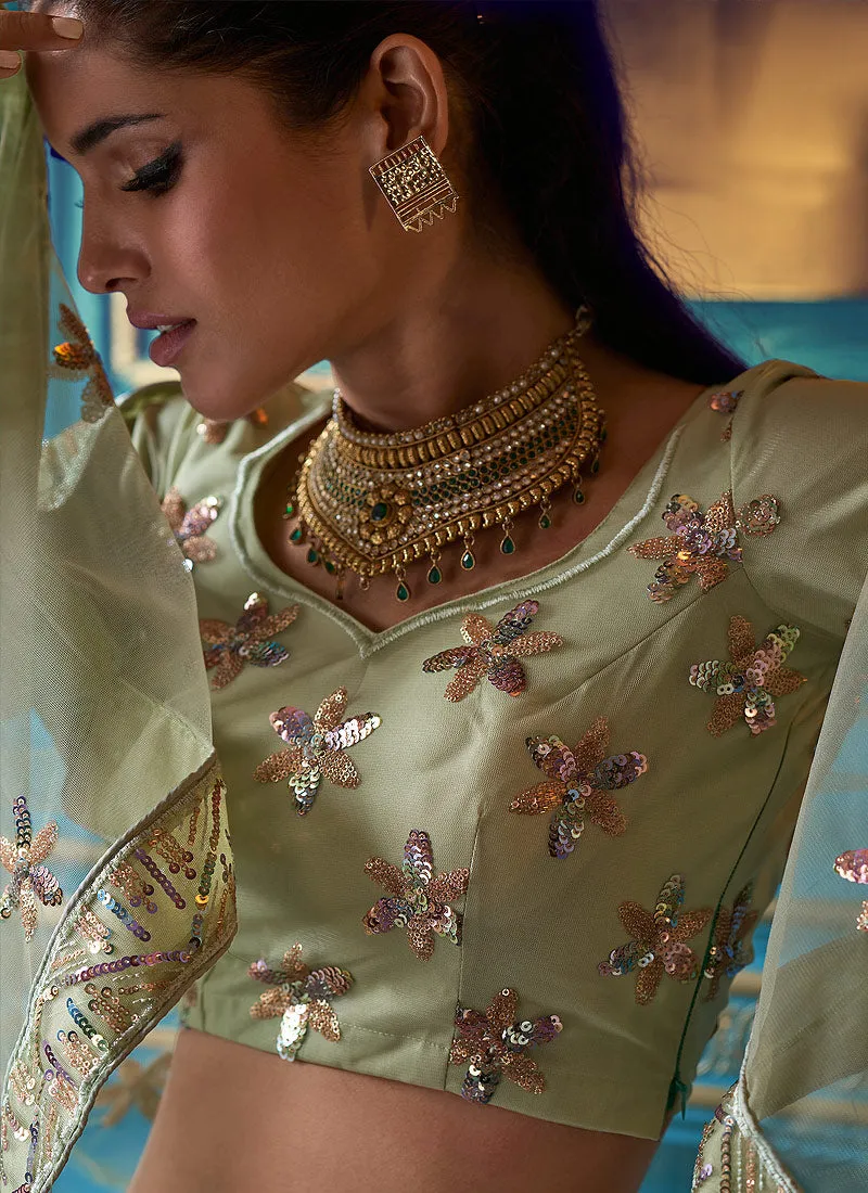Copper Green Ombré Indo Western Lehenga Choli