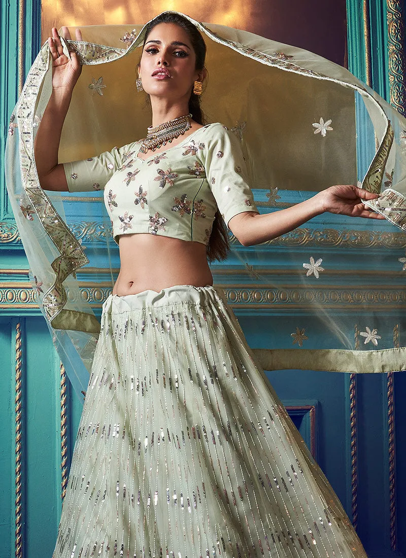 Copper Green Ombré Indo Western Lehenga Choli