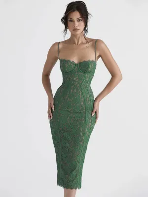 Corset Lace Midi Dress