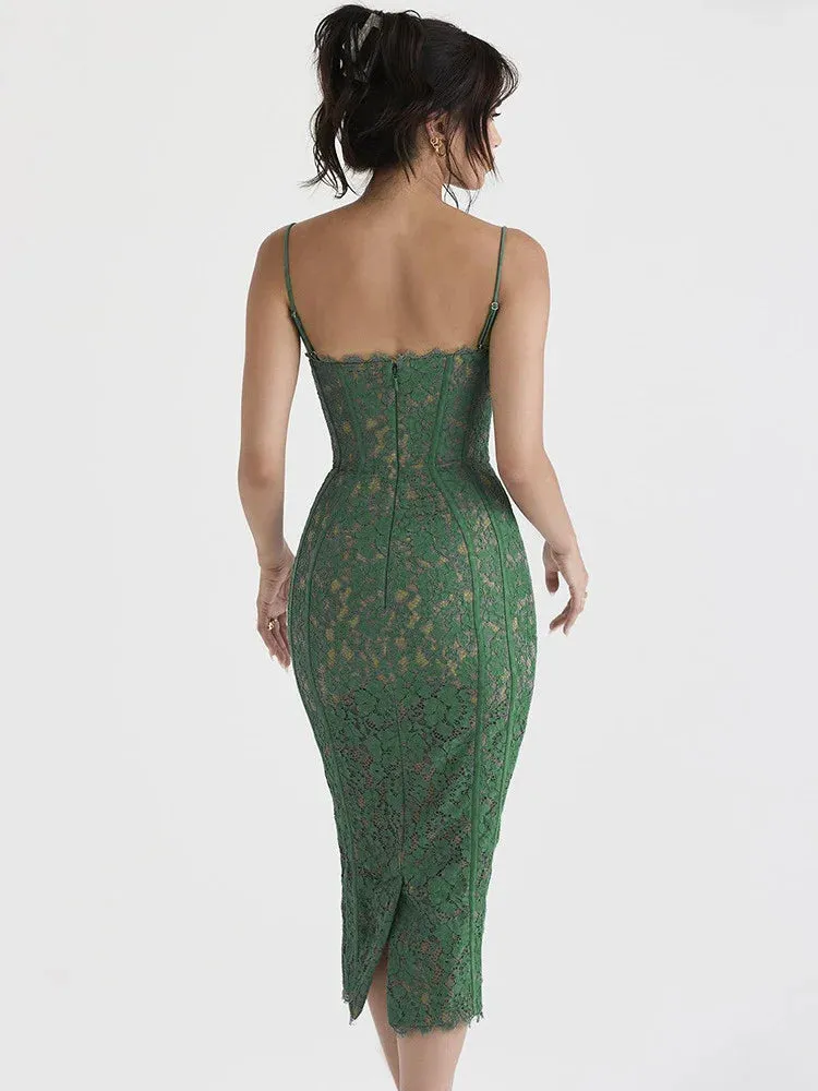 Corset Lace Midi Dress