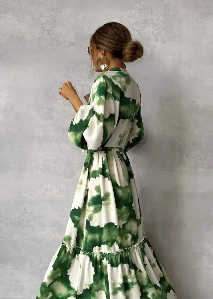 Courtney - Chic Long Sleeve Green Woman's Maxi Dress