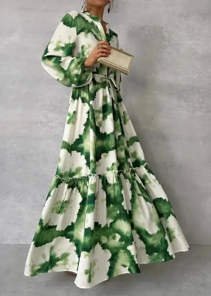 Courtney - Chic Long Sleeve Green Woman's Maxi Dress