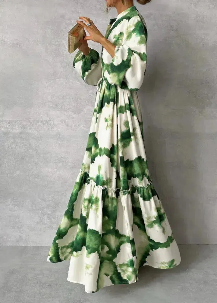 Courtney - Chic Long Sleeve Green Woman's Maxi Dress
