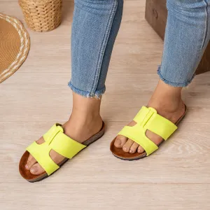 Craca | Stylish Upper Comfy Slides - Yellow