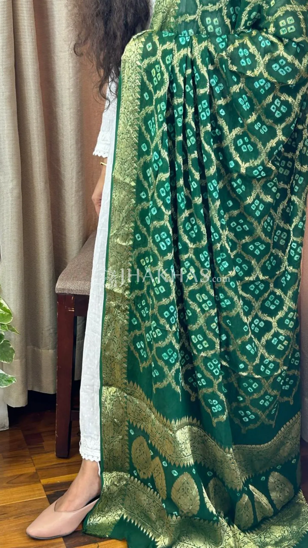 Dark Green Banarasi Ghatchola Georgette Dupatta
