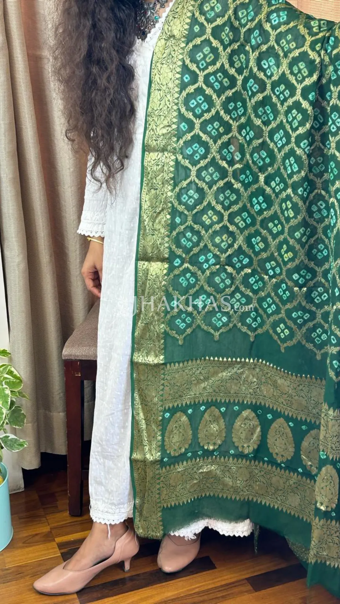 Dark Green Banarasi Ghatchola Georgette Dupatta