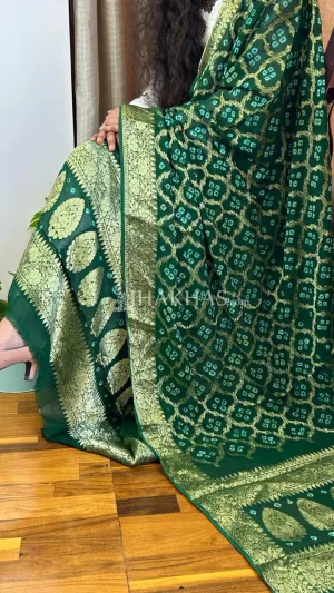 Dark Green Banarasi Ghatchola Georgette Dupatta