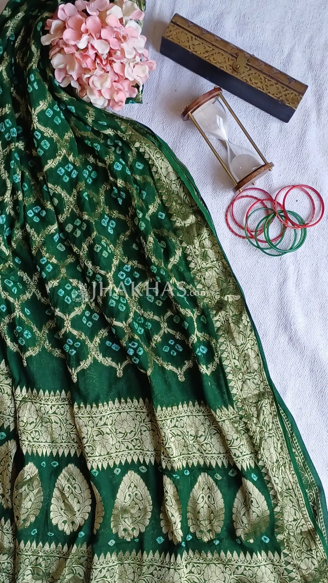 Dark Green Banarasi Ghatchola Georgette Dupatta