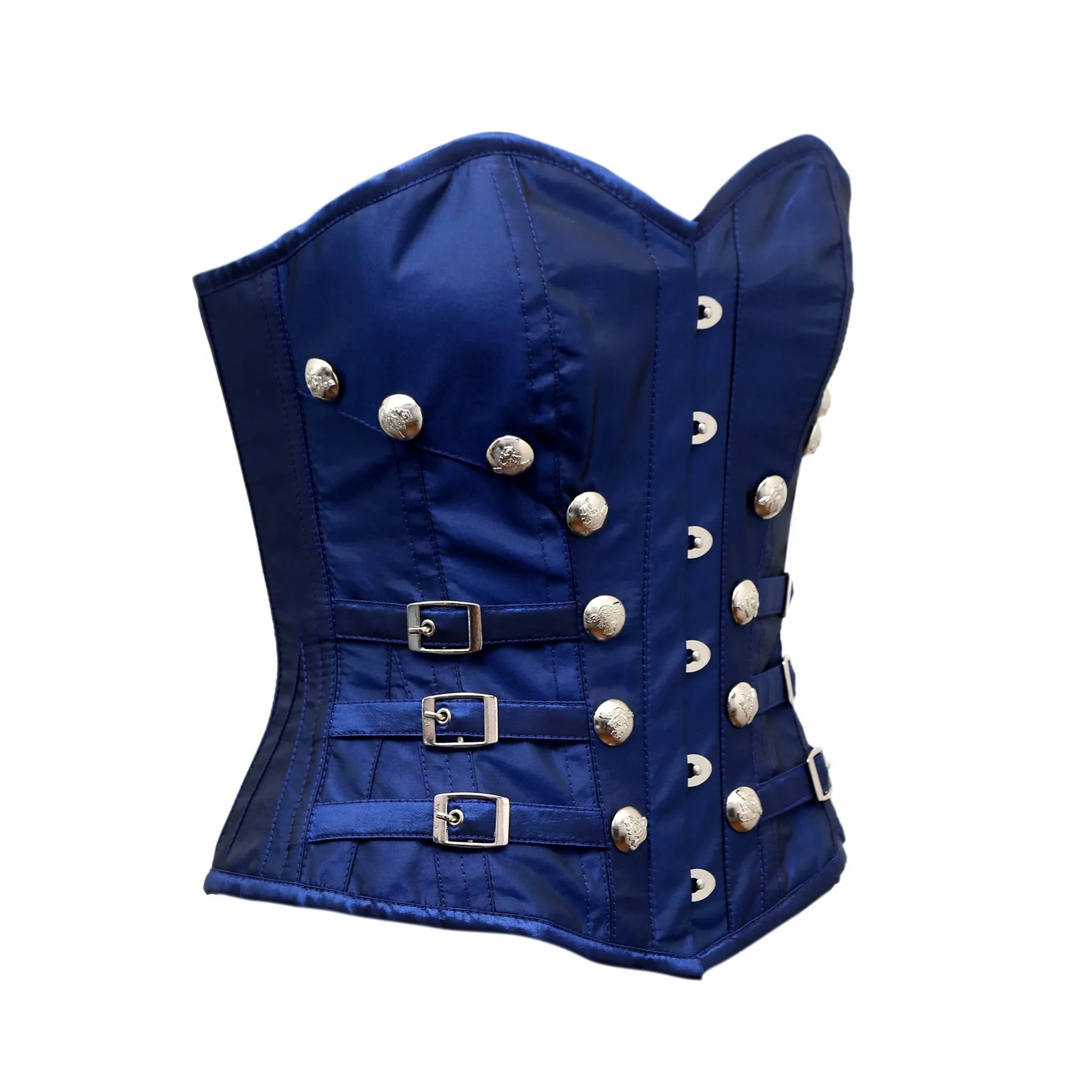 Debouf Blue Taffeta Overbust Corset